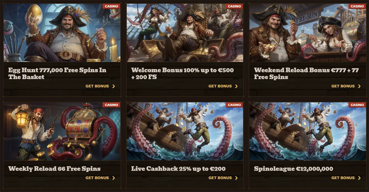 Ontvang aantrekkelijke bonussen van FatPirate Casino